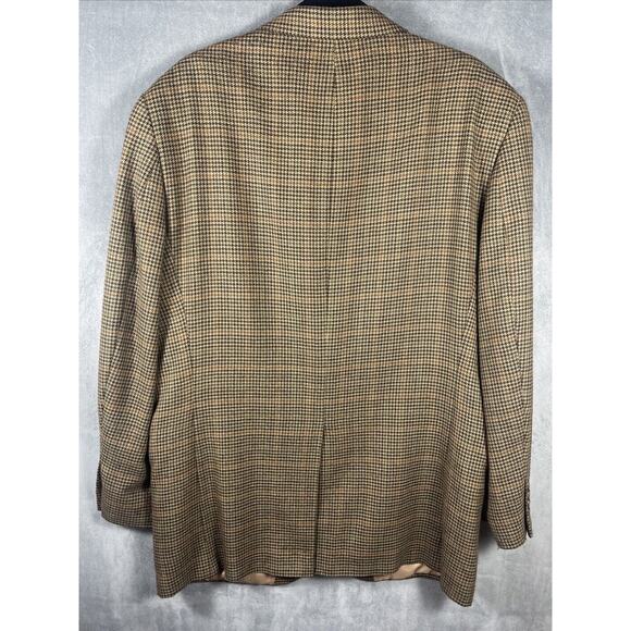 Lauren Ralph Lauren Mens Blazer Jacket Houndstooth Brown Tan 100% Lambswool 42R - Picture 2 of 8
